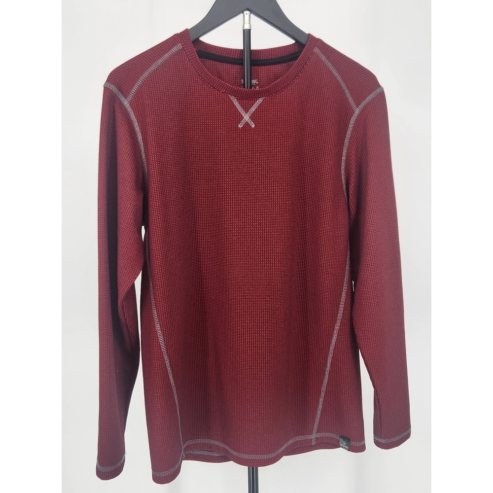 Spalding Dri-Power Mens Medium Burgundy Red Waffle Knit LS Athletic Shirt